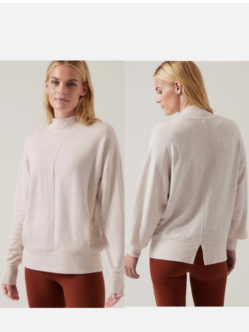 Athleta Apollo Crewneck Kangaroo Pocket Front Oversized Boxy Dolman Sweater